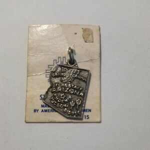 Vintage Arizona State-Shaped Sterling Charm Pendant - Silver Tone